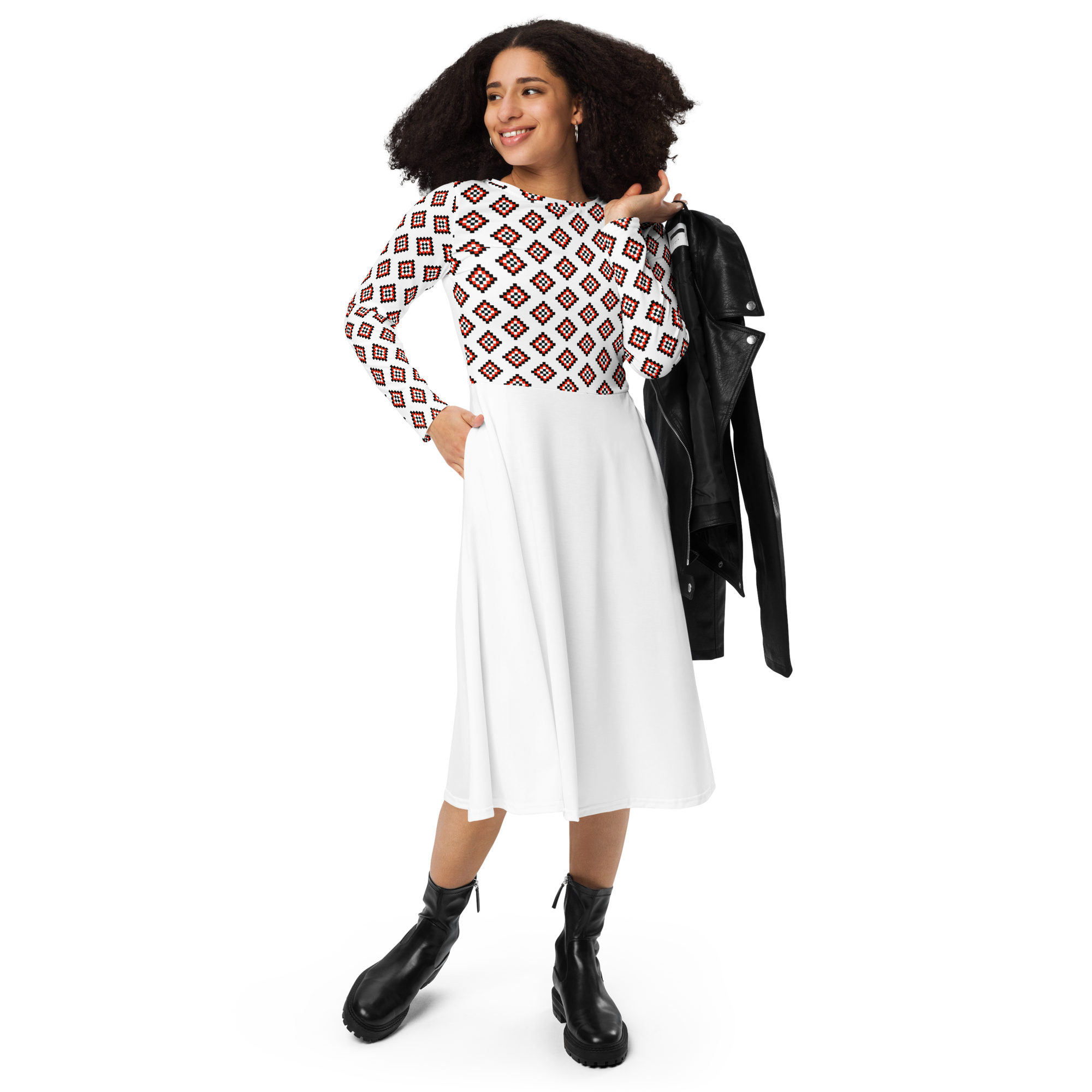 Pashapali print long sleeve dress