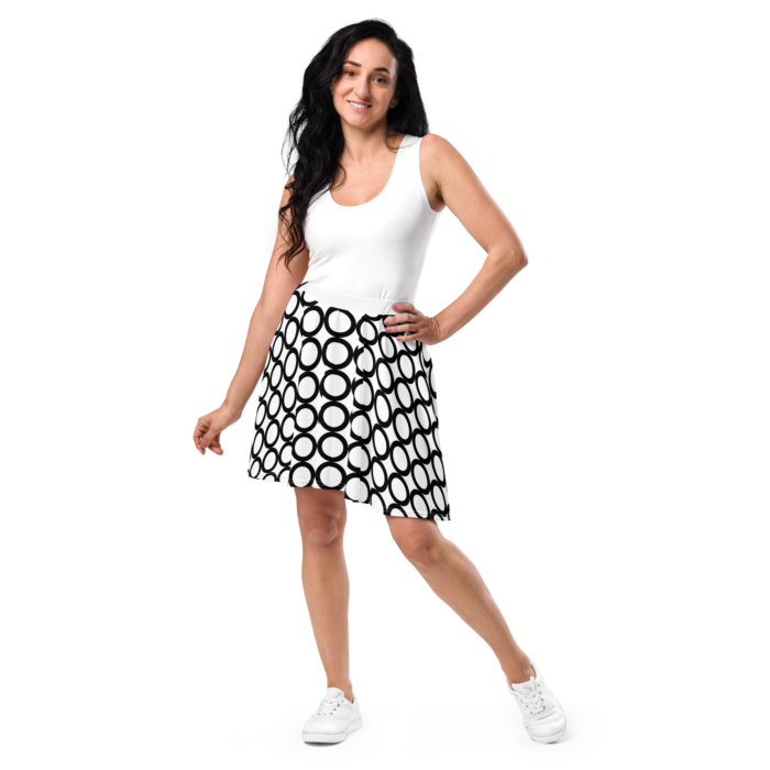 Black Graphics Skater Skirt