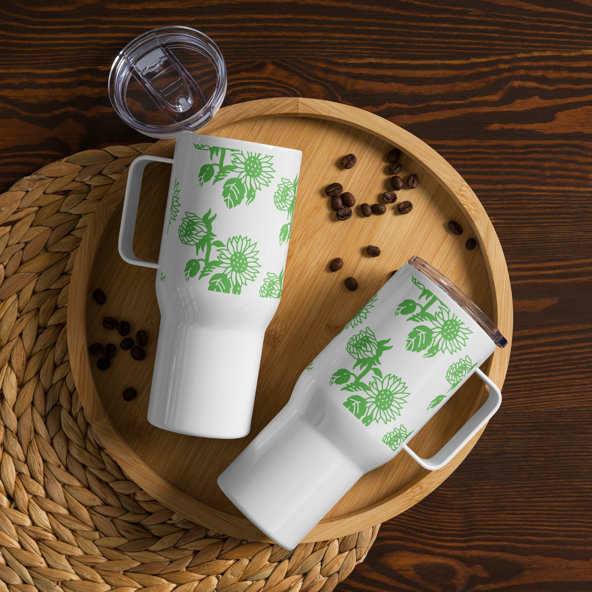 Personalized travel mug with a handle