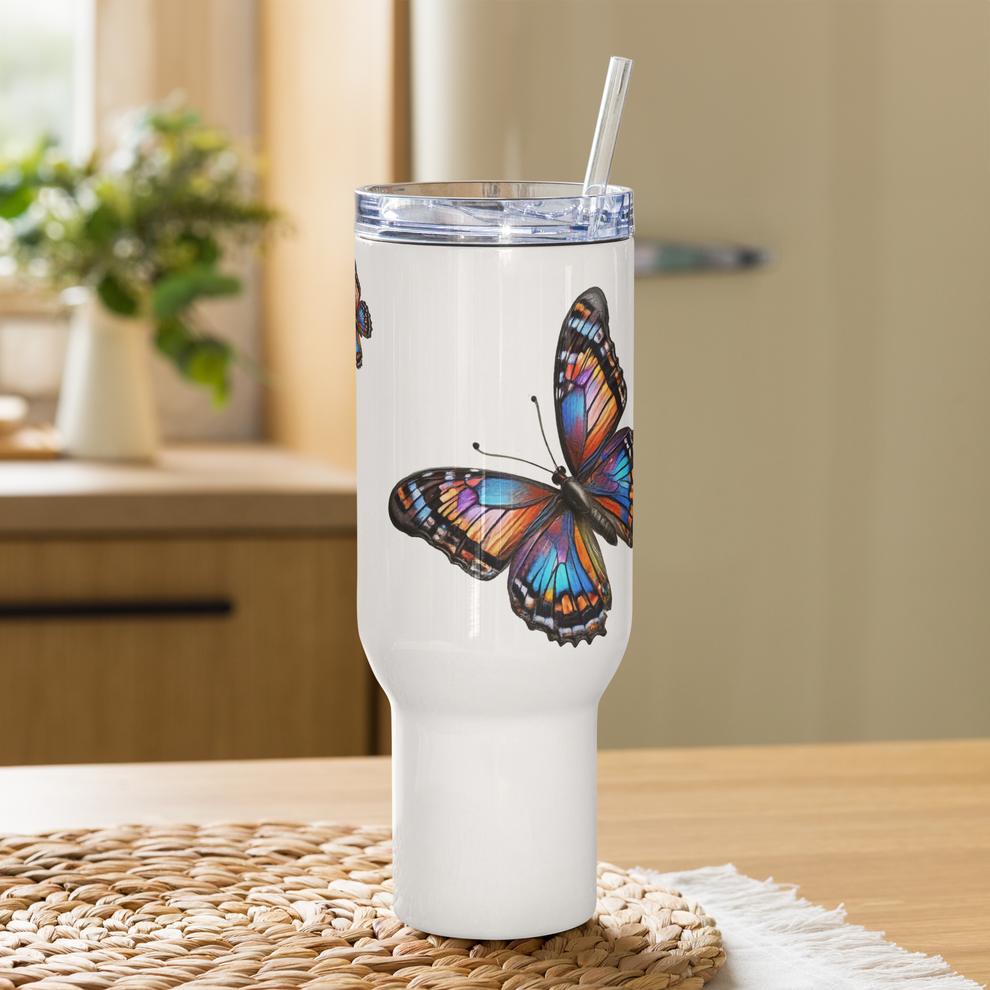 Butterfly Travel mug with a handle
