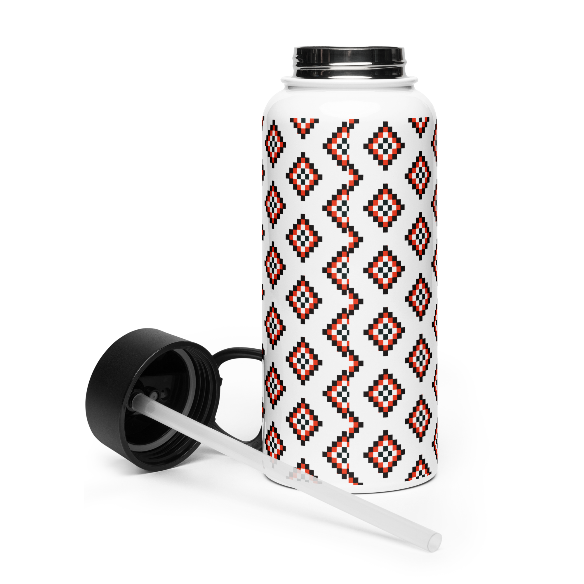 Water bottle with a straw lid