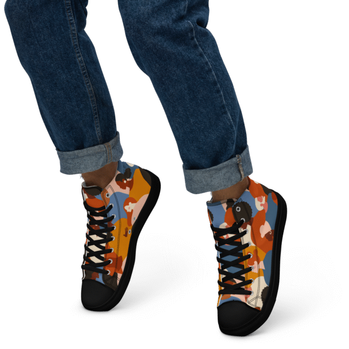 Men’s high top canvas shoes brown - Image 3