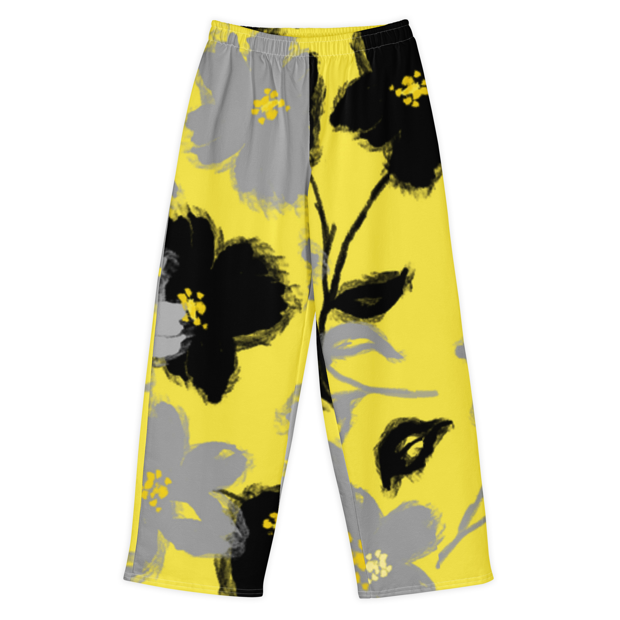 Solid cotton floral parallel pants women - Image 2