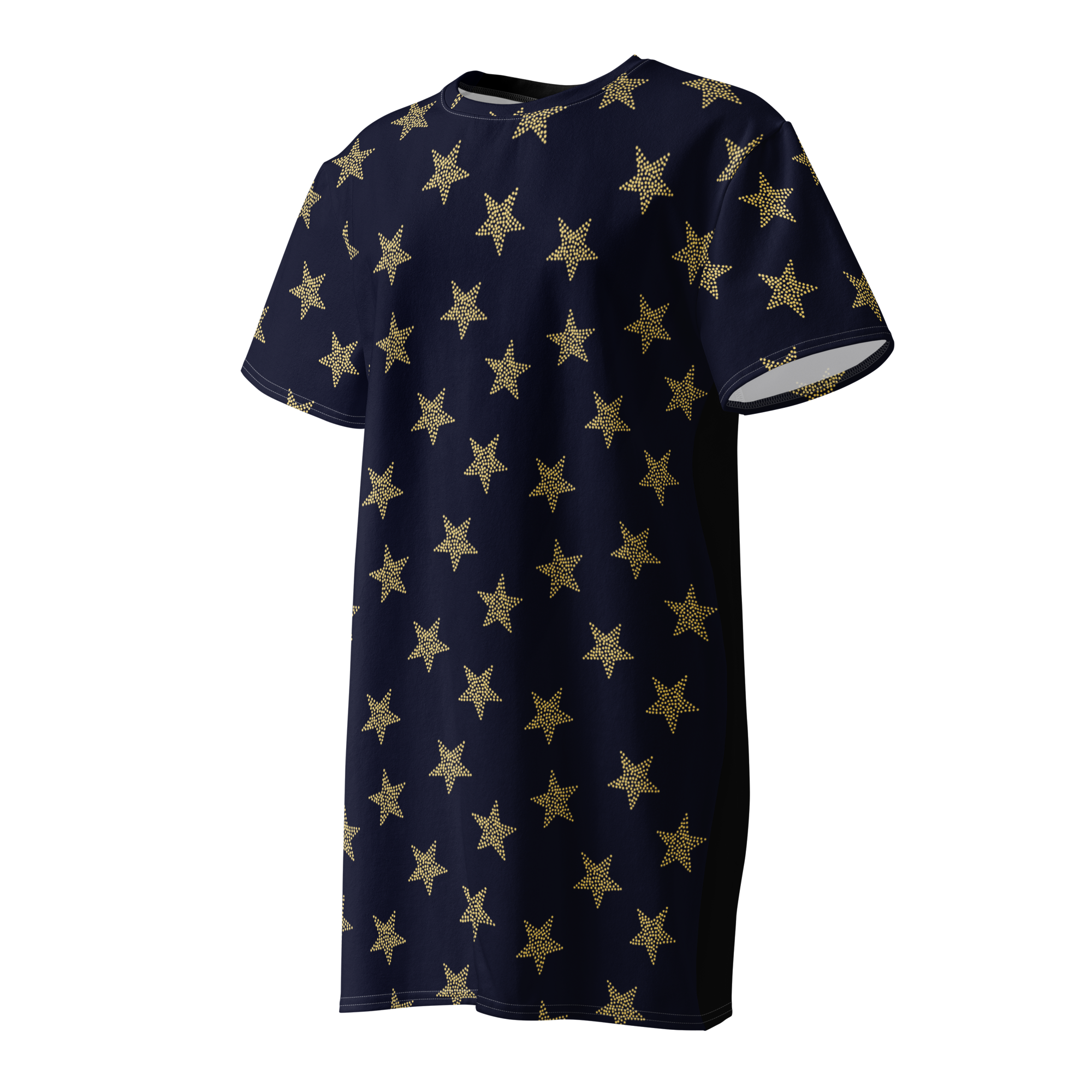 Womens black star cotton knee length t-shirt dress