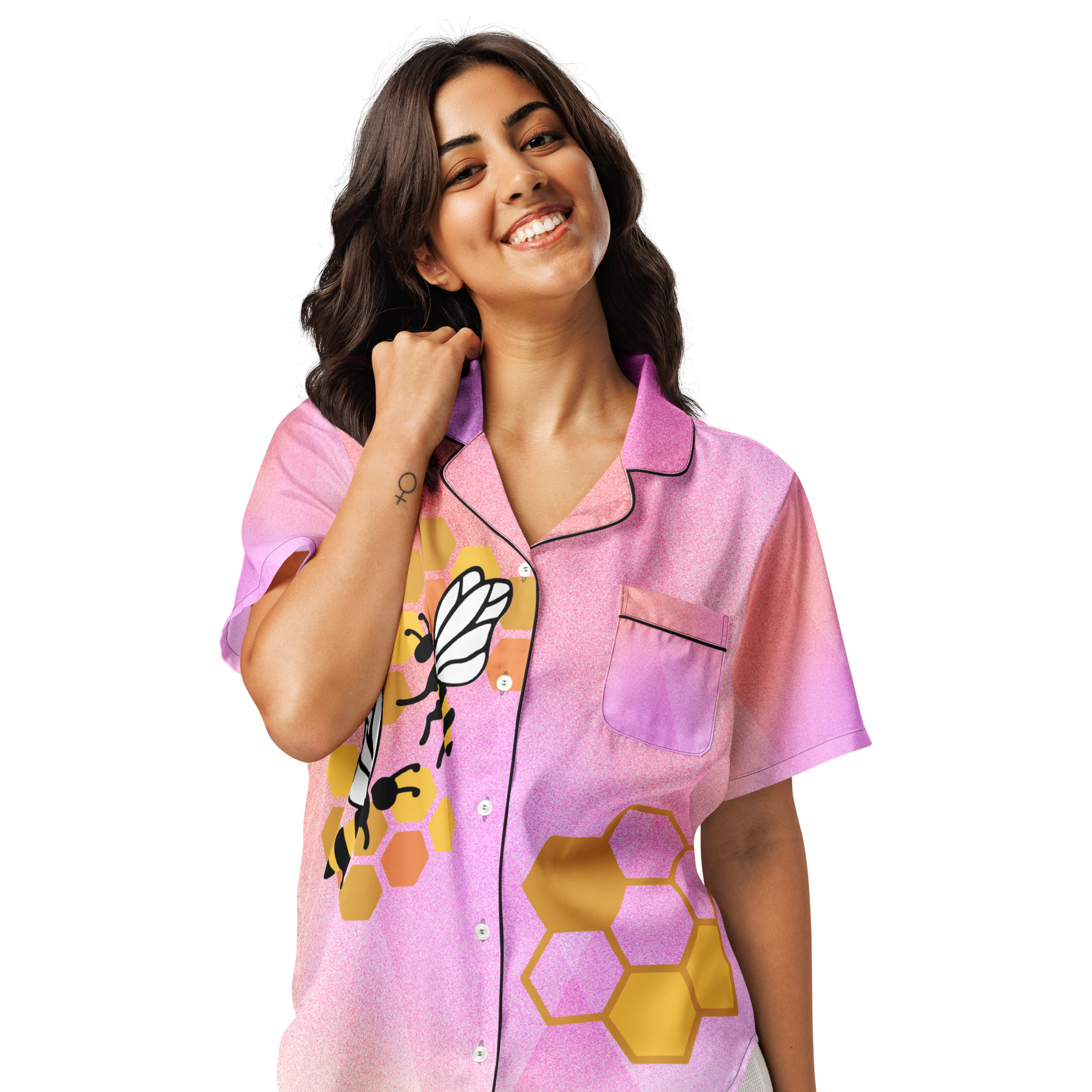Women's Satin Pajama Top – Silky Soft Sleepwear & Elegant Loungewear-pink - Image 7