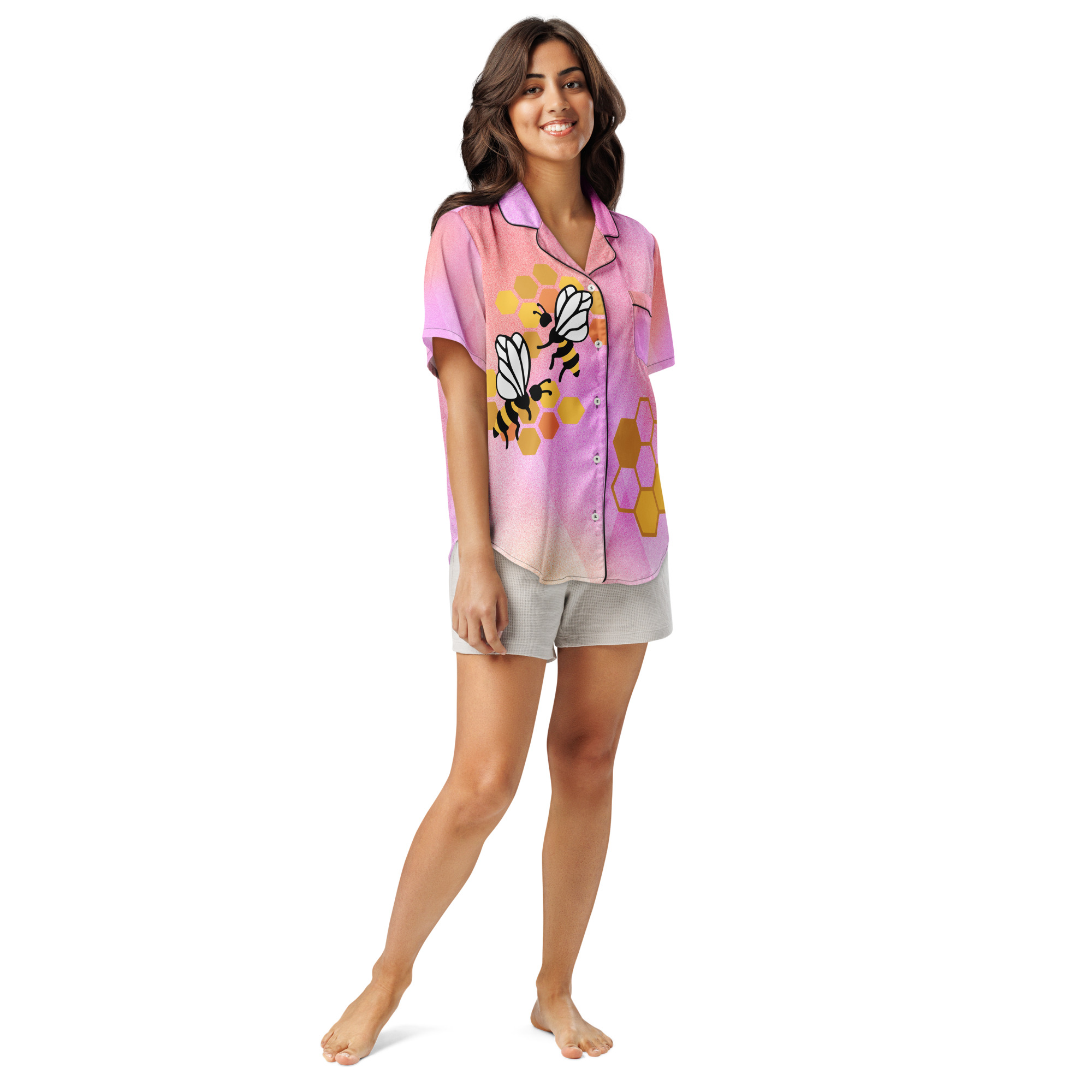 Women's Satin Pajama Top – Silky Soft Sleepwear & Elegant Loungewear-pink