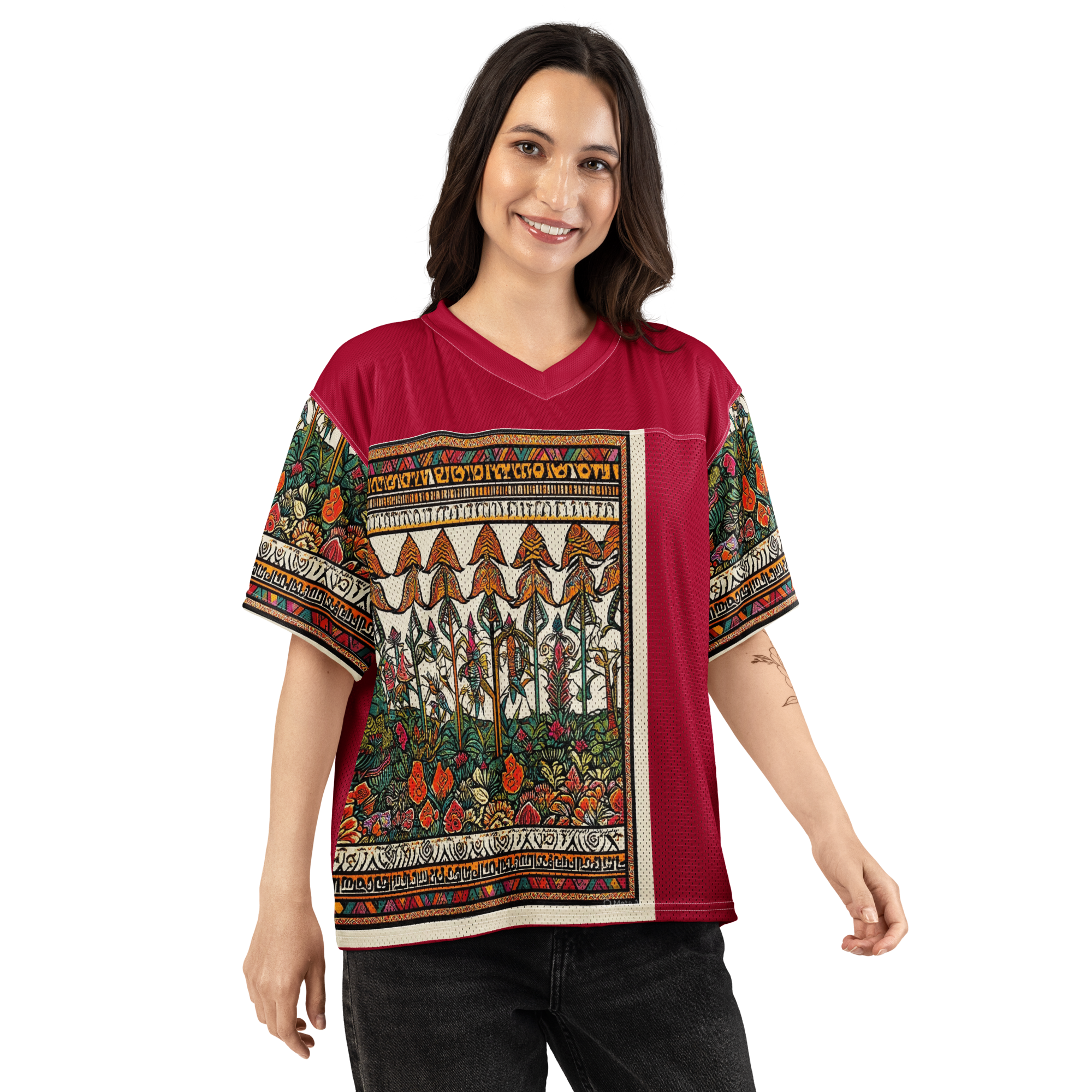 Women's red maroon jersey t-shirt – soft, comfortable & trendy casual top