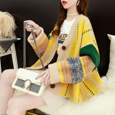 Sweater Cardigan Women Retro Style Loose Outer Wear