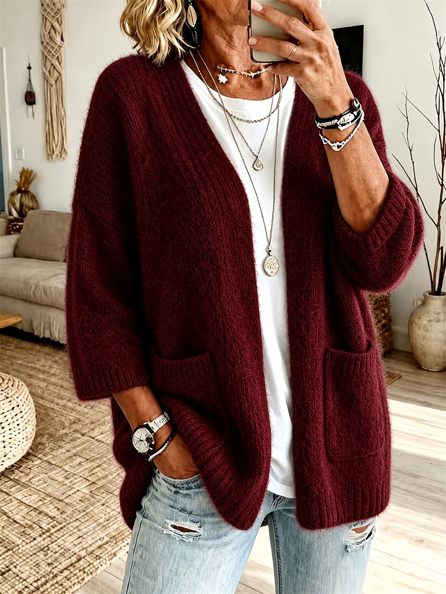 Women's Sweater - Casual Long Sleeve Shirt For Office Daily Wear Lightweight Breathable Top - Image 3