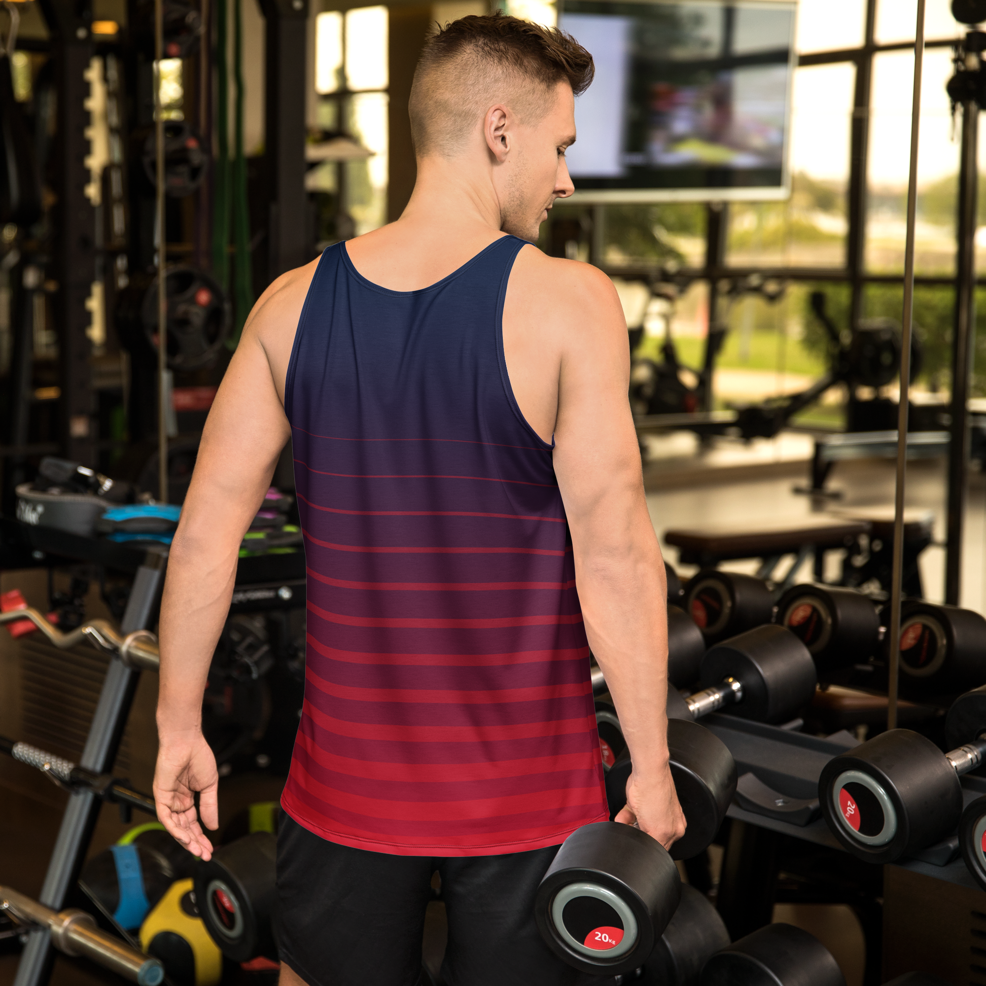 Mens Maroon Athletic Gym Tank Tops Sleeveless Sports Vest - Image 3